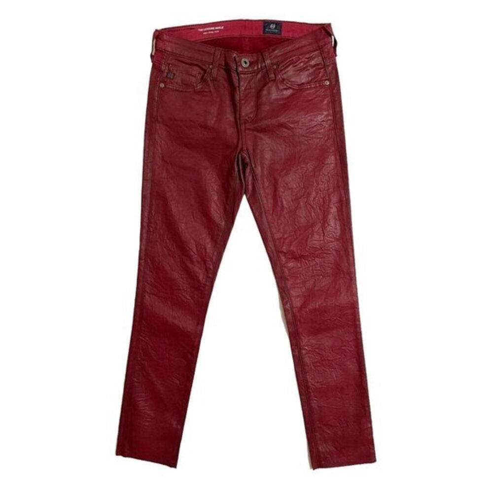 AG Adriano Goldschmied The Legging Angle Super Skinny red Coated Jeans SZ 24